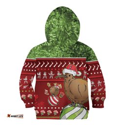 New Zealand Kiwi Christmas Kid Hoodie Paua Shell Glitter Green