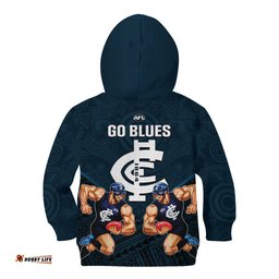 Calrton Football Kid Hoodie Blues Go Champions Polynesian Indigenous Art
