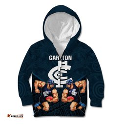 Calrton Football Kid Hoodie Blues Go Champions Polynesian Indigenous Art