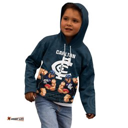 Calrton Football Kid Hoodie Blues Go Champions Polynesian Indigenous Art