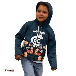 Calrton Football Kid Hoodie Blues Go Champions Polynesian Indigenous Art