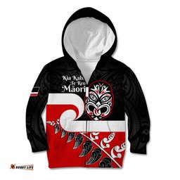 Personalised Te Reo Maori New Zealand Kid Hoodie Kia Haka Maori Fern With Tino Rangatiratanga