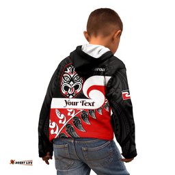 Personalised Te Reo Maori New Zealand Kid Hoodie Kia Haka Maori Fern With Tino Rangatiratanga