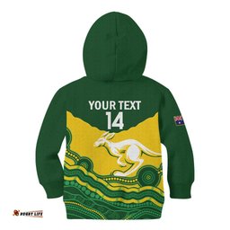Custom Australia Hockeyroos Kid Hoodie Aussie Kangaroo Indigenous Art