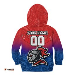 Custom Knights Permier Kid Hoodie NRL Mascot with Aboriginal