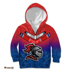 Custom Knights Permier Kid Hoodie NRL Mascot with Aboriginal