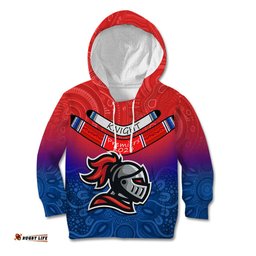 Custom Knights Permier Kid Hoodie NRL Mascot with Aboriginal