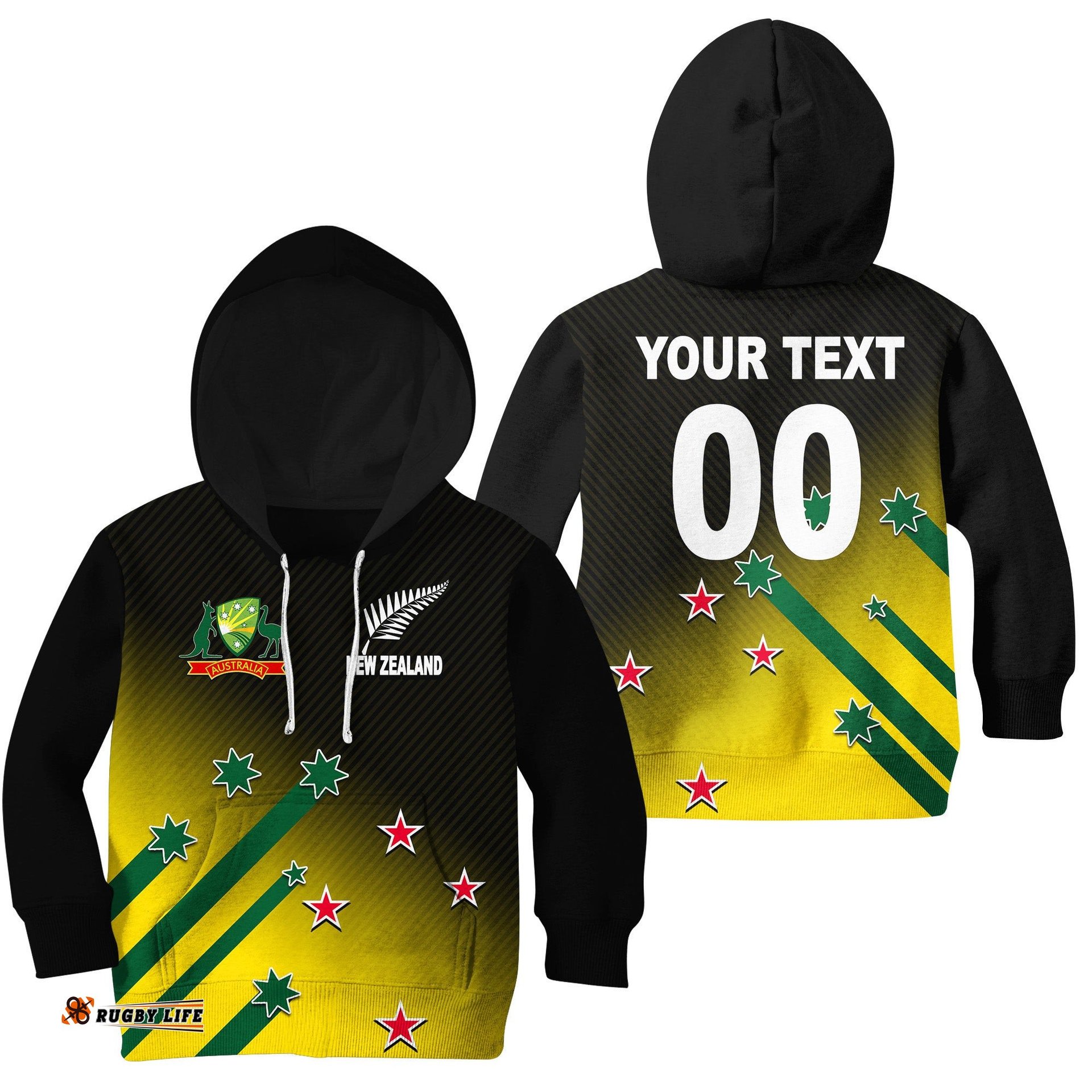 Custom Personalised And Number Cricket Men's World Cup Australia Mix New Zealand Hoodie KID