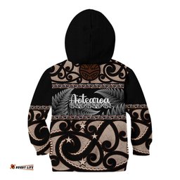 Kia Ora New Zealand Kid Hoodie Aotearoa Proud Maori With Silver Fern