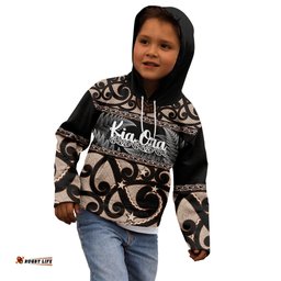 Kia Ora New Zealand Kid Hoodie Aotearoa Proud Maori With Silver Fern