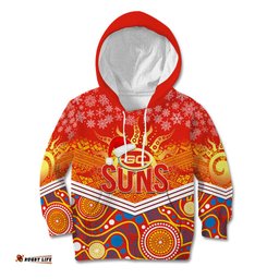 Custom Suns Football Christmas Kid Hoodie Merry Xmas Mix Aboriginal Art