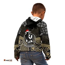 Custom Collingwood Football Christmas Kid Hoodie Merry Xmas Mix Aboriginal Art