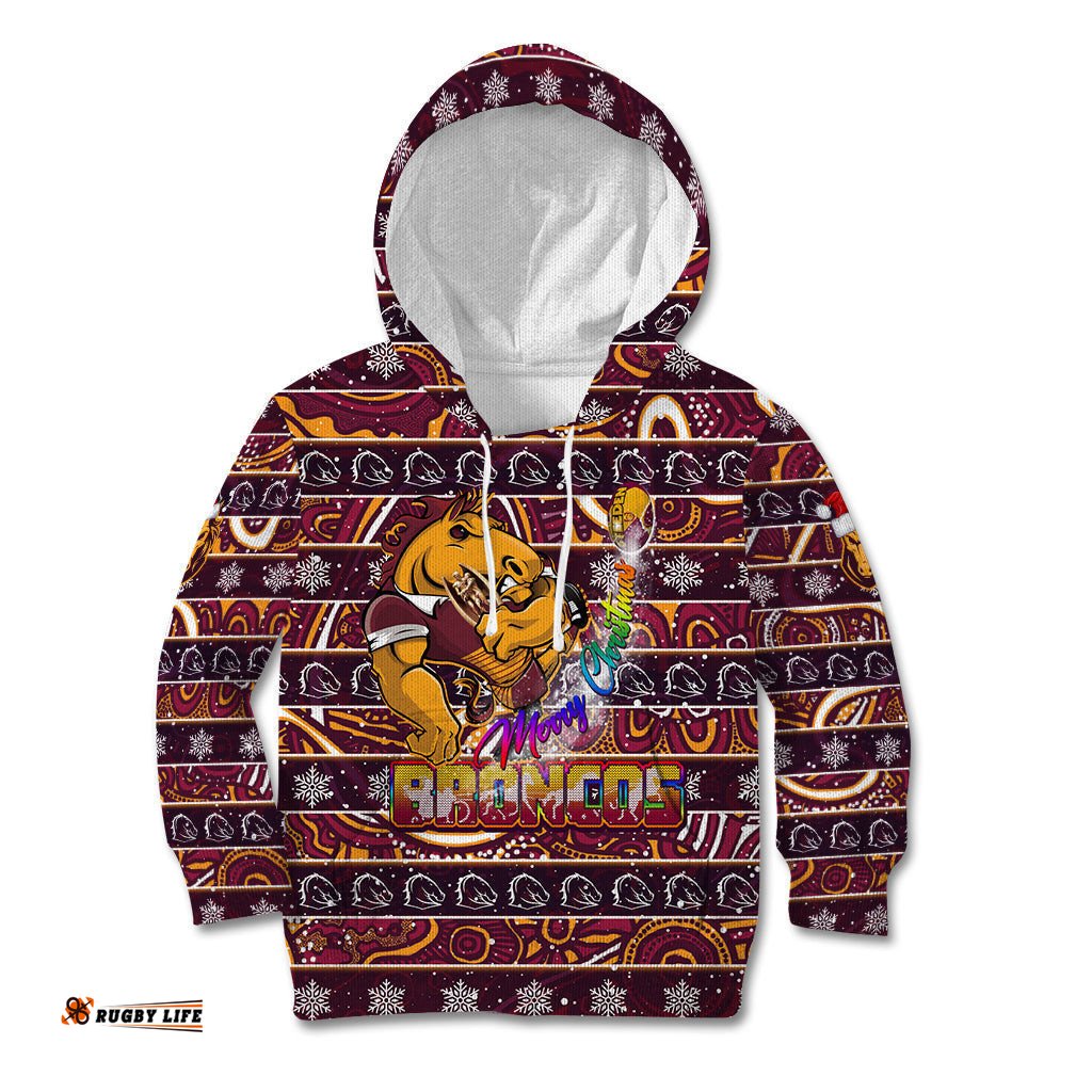 Brisbane Broncos Christmas Kid Hoodie Rugby Australia Mascot
