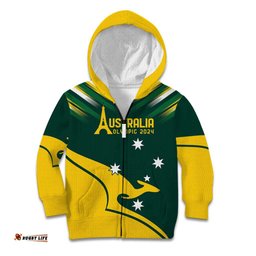 Personalised Australia Go Paris 2024 Kid Hoodie National Color Ver2