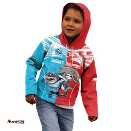 Custom Dolphins and Shark Kid Hoodie Together Sporty Style