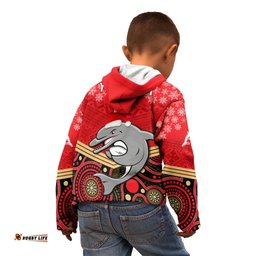 Custom Dolphins Rugby Christmas Kid Hoodie Merry Xmas Mix Aboriginal Art