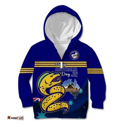Custom Australia Day Eels Kid Hoodie NRL 2024 Sydney Opera House With Map