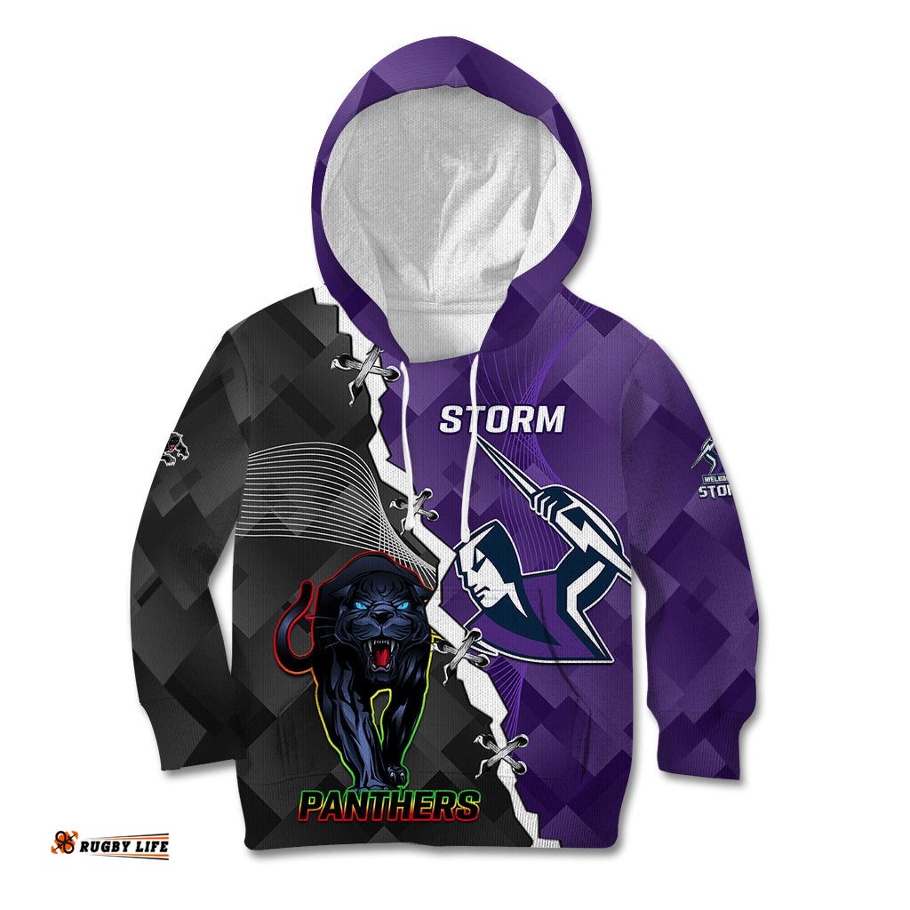 Personalised Storm And Panthers Rugby Kid Hoodie Sporty Style