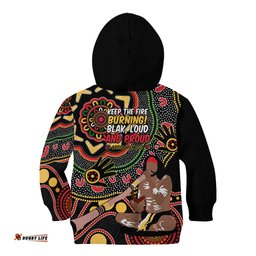 Australia Didgeridoo NAIDOC Week 2024 Kid Hoodie Keep The Fire Burning Blak Loud and Proud