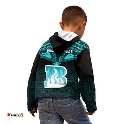 Brisbane Heat Cricket Kid Hoodie Unique Indigenous Art Mix Polynesian Pattern