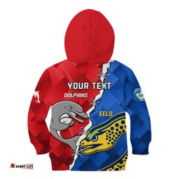 Dolphins Mix Eels Rugby Kid Hoodie Sporty Style
