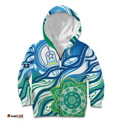 Torres Strait Islander Kid Hoodie Aboriginal Blue Art