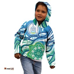 Torres Strait Islander Kid Hoodie Aboriginal Blue Art