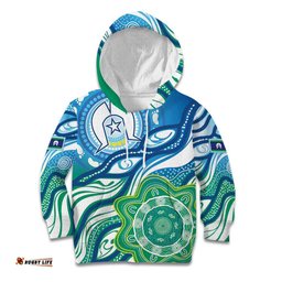 Torres Strait Islander Kid Hoodie Aboriginal Blue Art