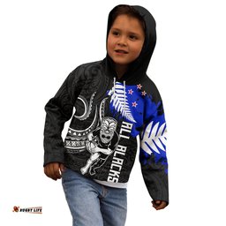 Aotearoa Rugby Kid Hoodie All Black Maori Fern