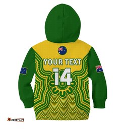 Custom Text And Number Australia Soccer Hoodie KID Socceroos Aboriginal Go Champions World Cup