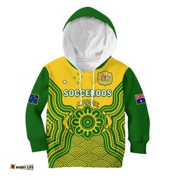 Custom Text And Number Australia Soccer Hoodie KID Socceroos Aboriginal Go Champions World Cup