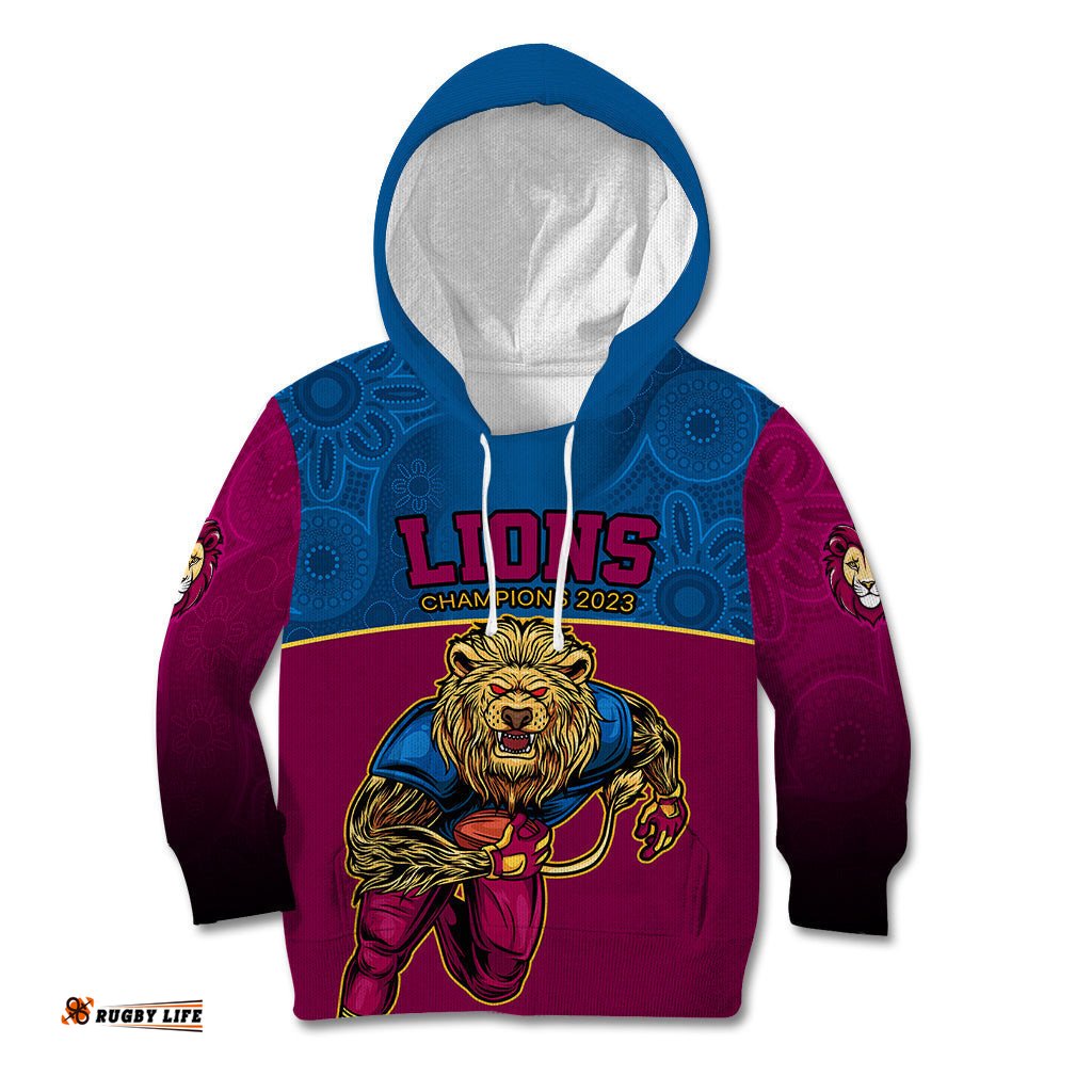 AFL Lions Champions Kid Hoodie Proud Brisbane Aboriginal Vibe