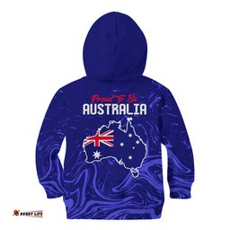 Proud To Be Australia Day Kid Hoodie Kangaroo with Flag Color