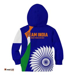 India Cricket Kid Hoodie Men in Blue World Cup Bharat Flag Style