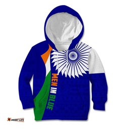 India Cricket Kid Hoodie Men in Blue World Cup Bharat Flag Style