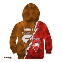 Personalised Giants And Swans Football Kid Hoodie Dynamic Style