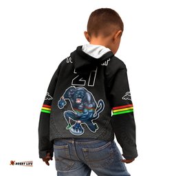 Custom Panthers Premier Kid Hoodie Mascot with NRL Trophy Black Version