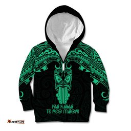 Personalised New Zealand Te Reo Maori Kid Hoodie Kia Kaha Maori Language Week Green Style