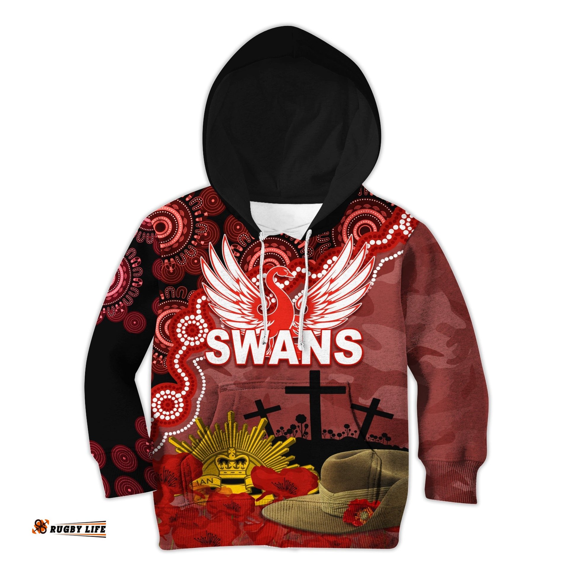 Sydney Swans Football ANZAC Hoodie KID Aboriginal Mix Slouch Hat