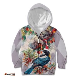 Koala and Tui Bird Christmas in July Kid Hoodie