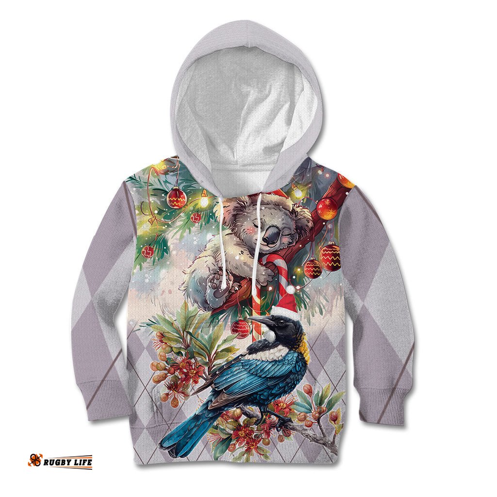 Koala and Tui Bird Christmas in July Kid Hoodie