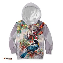 Koala and Tui Bird Christmas in July Kid Hoodie