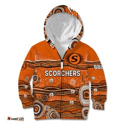 Custom Text And Number Australia Scorchers Cricket Kid Hoodie Indigenous
