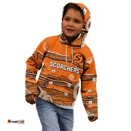 Custom Text And Number Australia Scorchers Cricket Kid Hoodie Indigenous