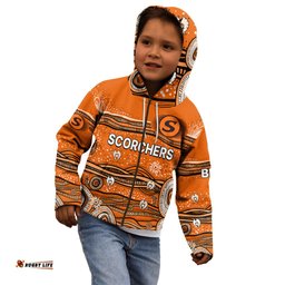 Custom Text And Number Australia Scorchers Cricket Kid Hoodie Indigenous