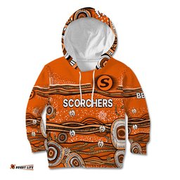 Custom Text And Number Australia Scorchers Cricket Kid Hoodie Indigenous