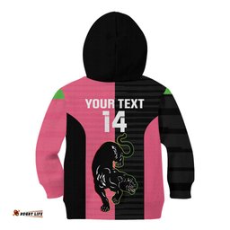 Custom Panthers Rugby Kid Hoodie Black Pink Color Sporty Style