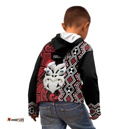 Personalised New Zealand Christmas Kid Hoodie Meri Kirihimete Maori Wheku Taniko Art