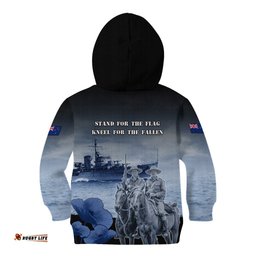 New Zealand ANZAC Day Kid Hoodie HMNZS Achilles We Will Remember Them