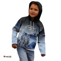 New Zealand ANZAC Day Kid Hoodie HMNZS Achilles We Will Remember Them